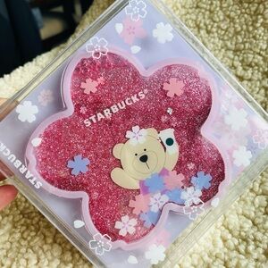 Starbucks Pink Glitter Bear Blossom Coaster
